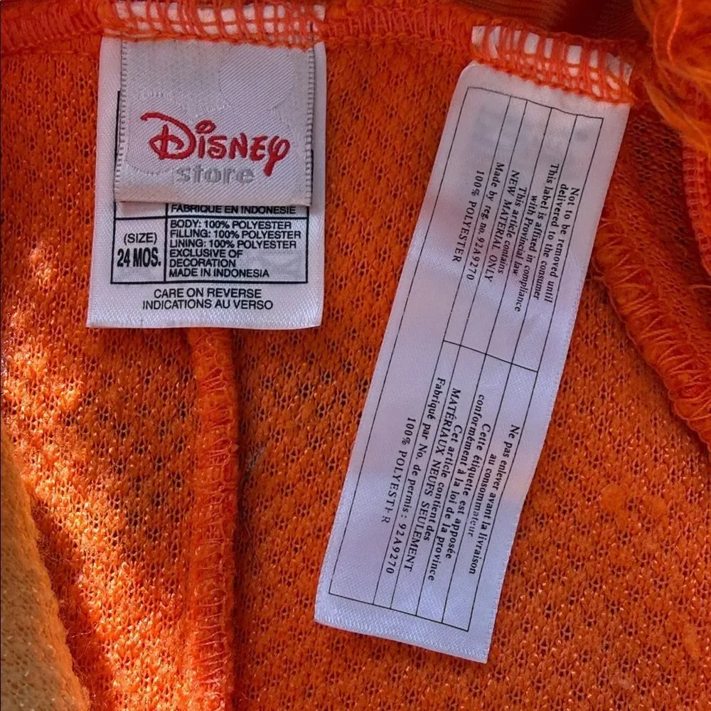 Disney Winnie the Pooh Tigger Costume Infant 24M One Piece Halloween Hooded
